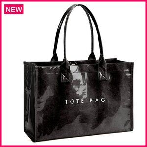 Large PVC Kraft Paper Tote Bag with Wide Handles Waterproof Foldable